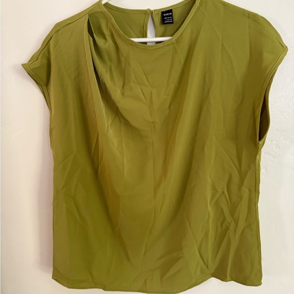 Olive Green Blouse, Size Large - Picture 2 of 5